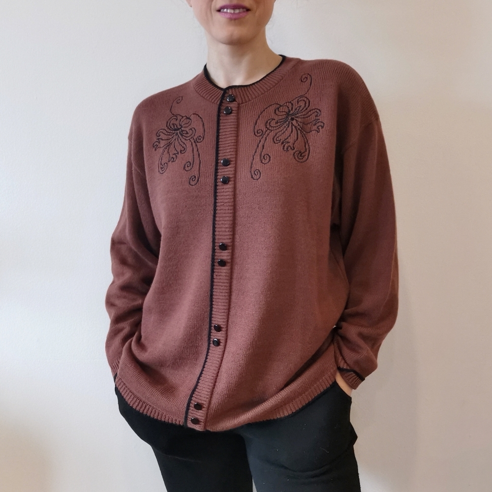 *sold* Vintage large burgundy pullover sweater, women's vintage tops - Picture 2 of 7